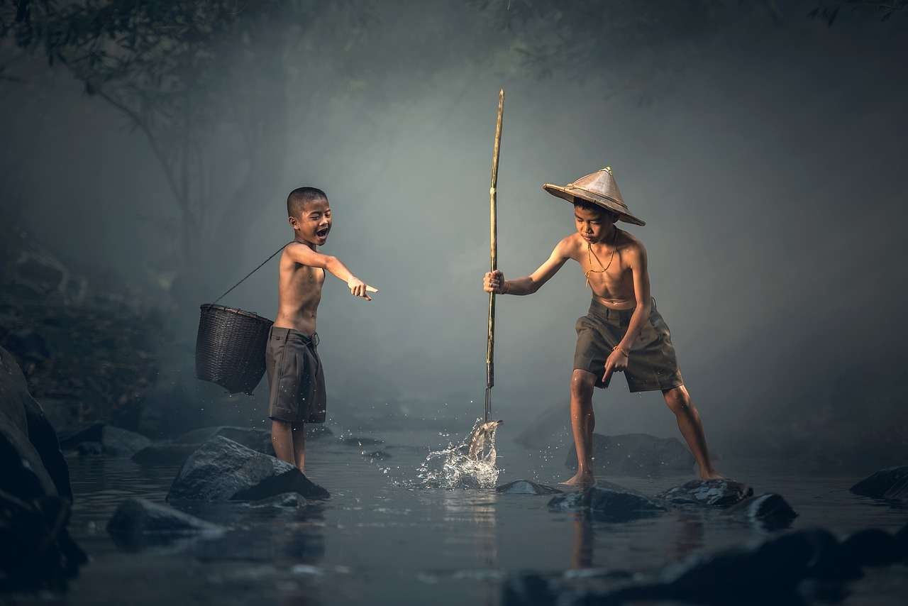 Children fishing